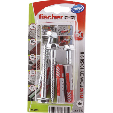 Boîte à vis Fischer duopower Chevilles et vis 4 Unités (10 x 50 mm) 16,99 €