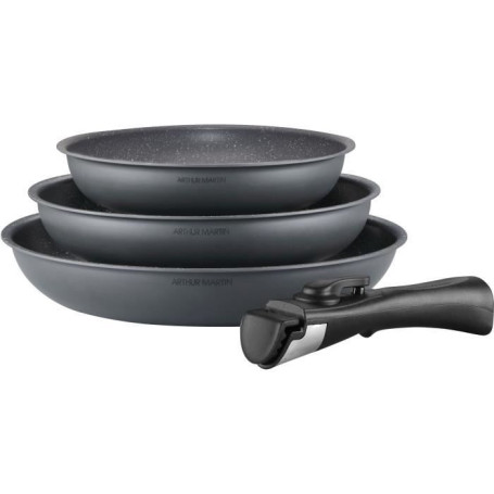 Batterie de cuisine ARTHUR MARTIN AM521GM Set de 3 poeles - Gris Mat 20- 57,99 €