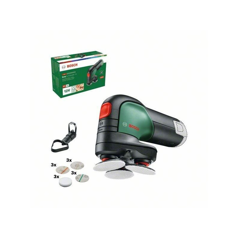 Ponceuse-Polisseuse Bosch EasyCurvSander 12 PowerForAll (Sans batterie, avec 3 éponges a polir, 9 abrasifs + aspirateur a