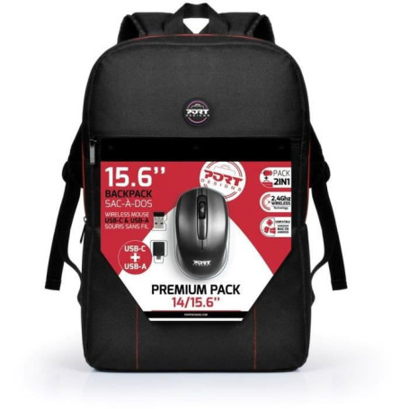 PORT DESIGNS Sac a dos pour PC Portable + Souris Sans Fil USB A & Type C 52,99 €