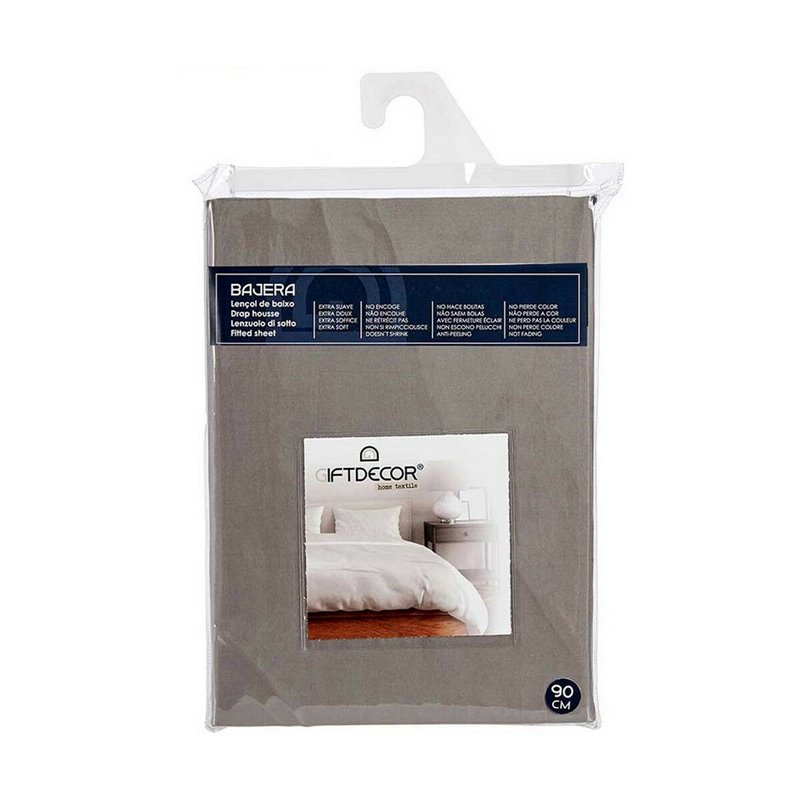 Image secondaire de Drap housse 90 cm Anthracite (12 Unités)