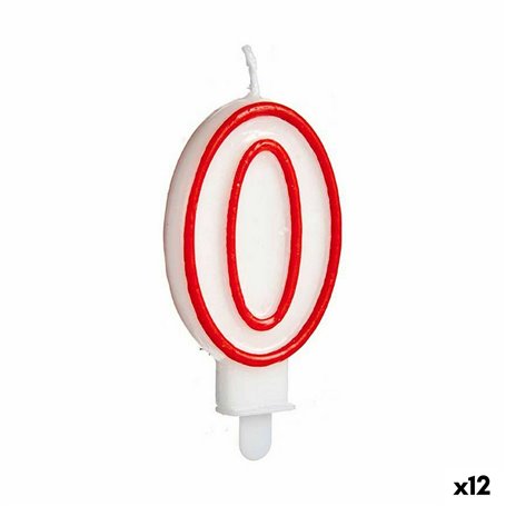 Bougie Rouge Blanc Anniversaire Numéro 0 (12 Unités) 20,99 €