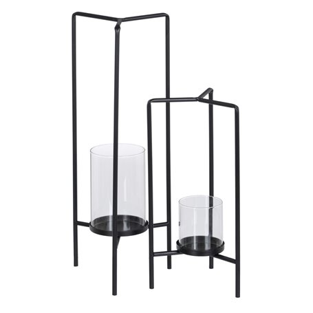 Bougeoir 18,5 x 16,5 x 50 cm Verre Noir Métal (2 Unités) 92,99 €
