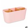 Support pour brosses à dents Rose Bambou polypropylène 21 x 10 x 9 cm (6