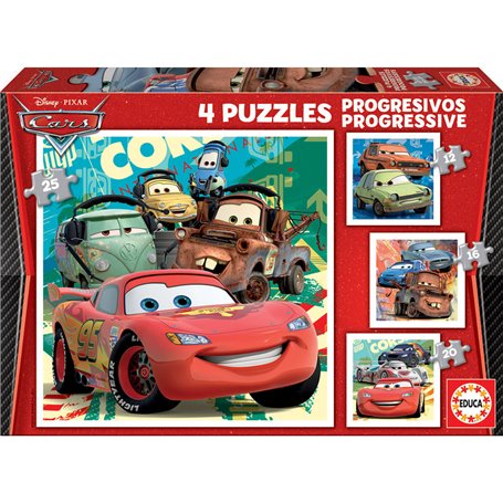 Set de 4 Puzzles   Cars Let's race         16 x 16 cm  