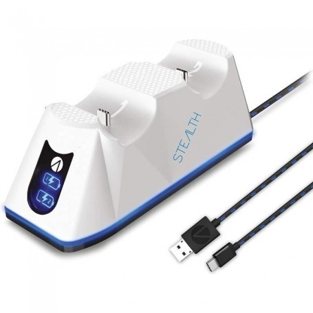 Stealth - Double station de charge pour PS5 Blanc avec Câble Play & Charge