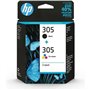 HP 305 Pack de 2 Cartouches d'Encre Noire et Trois Couleurs Authentiqu