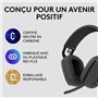 Logitech - Casque d'écoute léger sans fil avec Micro anti-bruit de fon