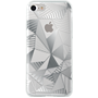 Coque semi-rigide transparente triangles argentés pour iPhone SE (2020