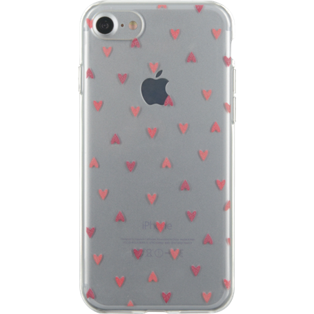 Coque semi-rigide transparente petits coeurs rouges pour iPhone SE (20