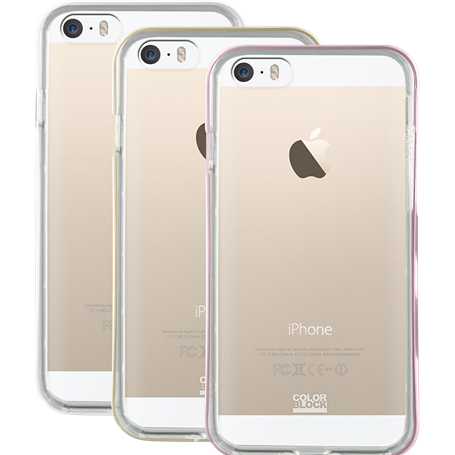 Lot de 3 bumpers Colorblock rose, doré et blanc pour iPhone 5/5S/SE