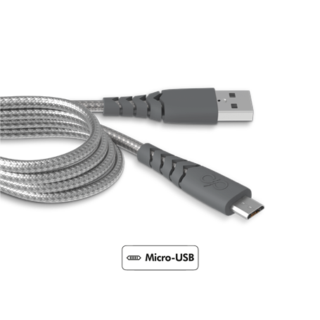Câble Ultra-renforcé USB A/micro USB 2m 2.1A Gris - Garanti à vie Forc