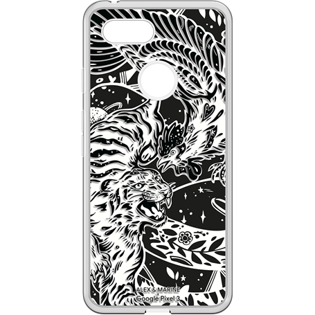 Coque rigide noire et blanche Alex & Marine pour Google Pixel 3