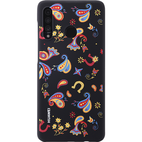 Coque semi-rigide noire florale Huawei pour P30 Lite