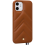 Coque iPhone 12 mini Louvre en Cuir matelassé Cognac Artefakt