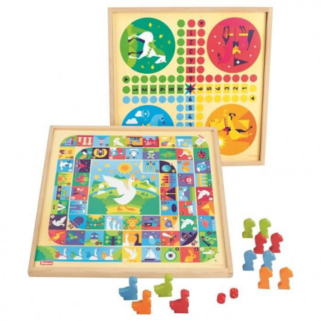 JEUJURA Jeux de l'oie et petits chevaux - Plateau en bois 30,99 €