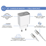 Chargeur maison 25W Power Delivery + Câble Renforcé USB C/USB C Blanc