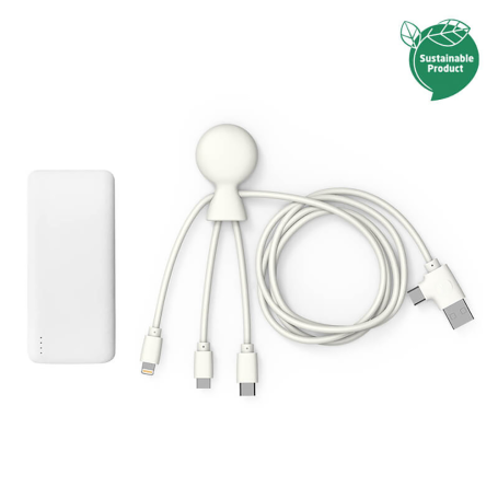 Powerbank 7000 mAh + Câble Multi HEPTA 25% Plastique recyclé Blanc Xoo