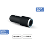 Double Chargeur voiture 37W (12+25W) Power Delivery Noir - Garanti à v