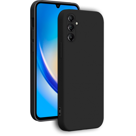 Coque Silicone + dragonne assortie Noire pour Samsung G A14 4G&5G Bigb