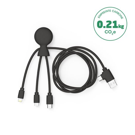 Câble 5 en 1 Mr BIO Ecoresponsable USB C & USB C & Lightning 1m Noir X