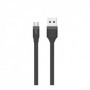 Tab Câble Plat Charge & Synchro 2.4A USB/Micro-USB 2M Noir