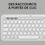 Logitech Pebble Keys 2 K380s clavier RF sans fil + Bluetooth Azerty Français Blanc