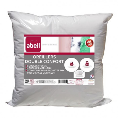 ABEIL Lot de 2 Oreillers DOUBLE CONFORT 100% Coton 60x60cm 167,99 €