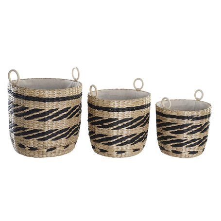 Set de basket DKD Home Decor Polyester Colonial Fibre (38 x 38 x 36 cm