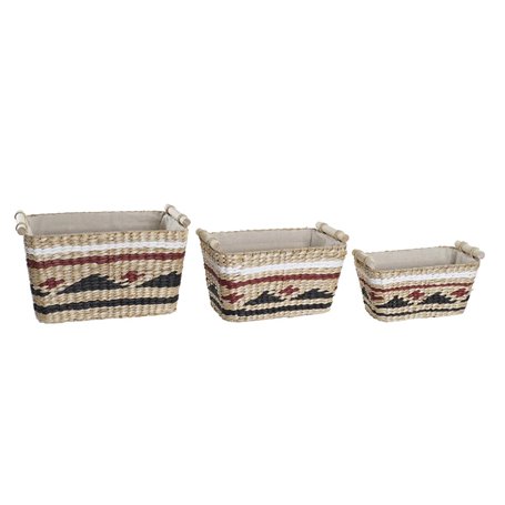 Set de basket DKD Home Decor Polyester Colonial Fibre (39 x 27 x 24 cm