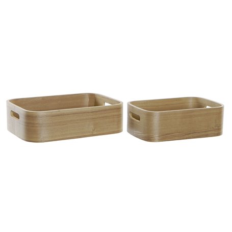 Set de boîtes décoratives DKD Home Decor Naturel Bois MDF 35,5 x 25 x 
