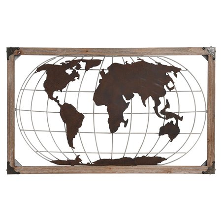 Figurine Décorative DKD Home Decor Naturel Métal Cuivre Pin Mappemonde