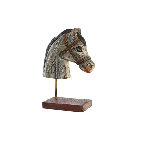 Figurine Décorative DKD Home Decor Cheval Fer Bois de manguier (24 x 1