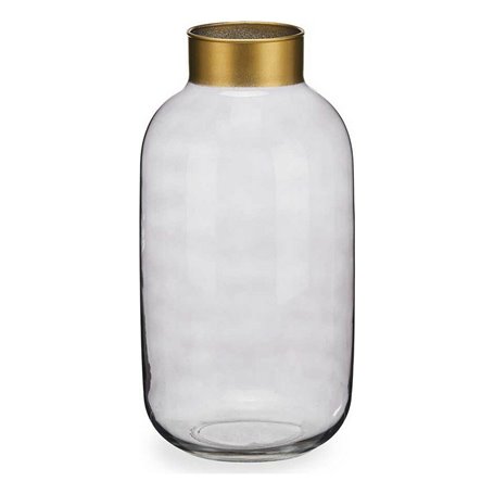 Vase Lisse Gris Doré verre (14,5 x 29,5 x 14,5 cm)