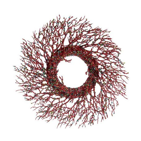 Couronne de Noël Branche Rouge Bleu Plastique 50 x 10 x 50 cm