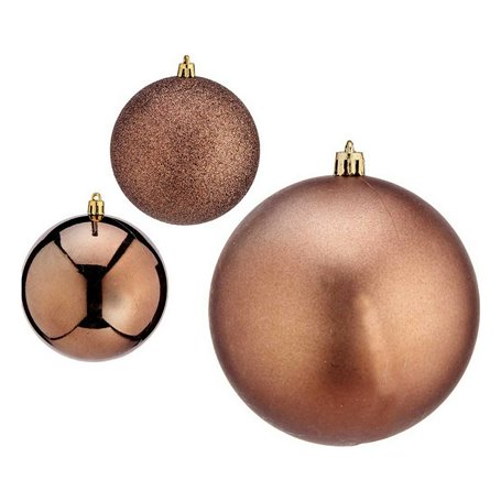 Boules de Noël Ø 10 cm Marron Plastique 10 x 11 x 10 cm