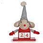 Figurine Décorative Souris Calendrier Rouge Gris Bois 20 x 11 x 20 cm