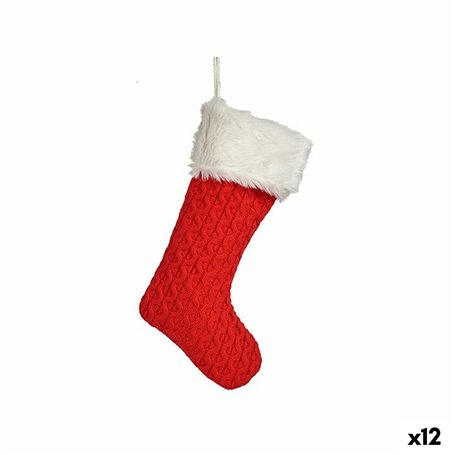 Décorations de Noël Chaussette de Noël Rouge Tissu 28 x 4 x 46 cm (12