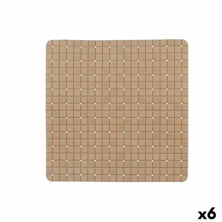Tapis de Douche Antidérapant Carreaux Beige PVC 50,3 x 50,3 x 0,7 cm (