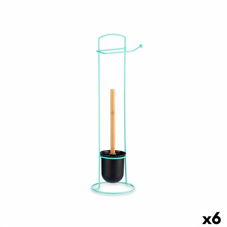 Porte-rouleaux pour Papier Toilette Menthe Métal Bambou 17 x 57 x 16,5