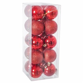 Boules de Noël Rouge Plastique 6 x 6 x 6 cm (20 Unités)