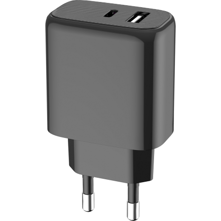 Double Chargeur maison USB A+C 40W (15+25W) Power Delivery Noir - 100%