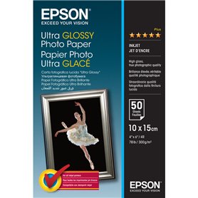 Epson Ultra Glossy Photo Paper - 10x15cm - 50 Feuilles Lot d'encre et papier photo Epson C13S041943 A6