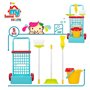 Chariot de nettoyage avec accessoires Colorbaby My Home 30,5 x 55,5 x