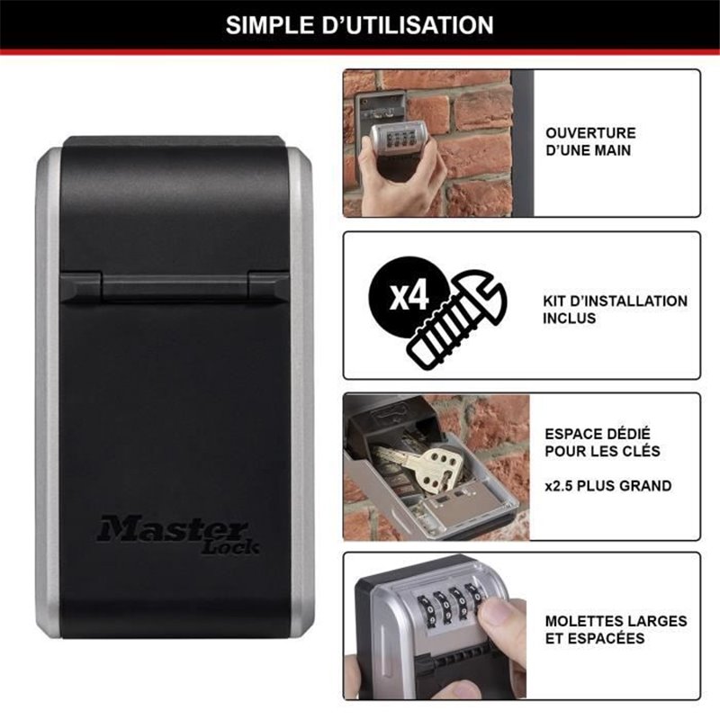 MASTER LOCK Boîte a clé extérieure Nouveau design Fixation murale Grande Capacité