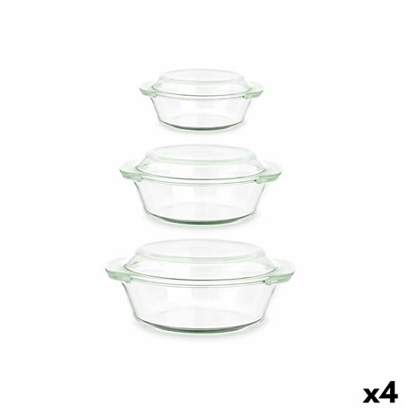 Casseroles Lot Verre Borosilicaté Transparent 700 ml 1 L 1,5 L (4 Unit
