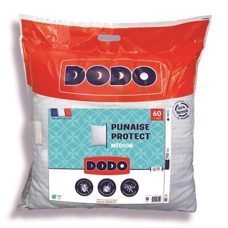 Oreiller médium DODO 60x60 cm - Protection anti punaise. anti acarien 