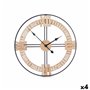 Horloge Murale Noir Métal Bois MDF 60 x 60 x 5 cm (4 Unités)