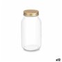 Bocal Transparent Doré Métal verre 950 ml 9 x 18 x 9 cm (12 Unités)