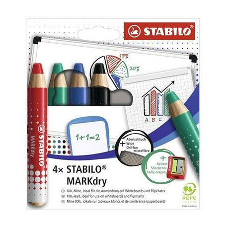 boîte de marqueurs Stabilo Markdry 4 Pièces Multicouleur